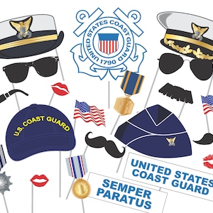 U.S. Coast Guard Photo Booth Props | 21 Items | Goodbye Party | Send Off for Military Enlistment or Retirement | DIGITAL DOWNLOAD, wedding