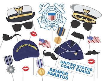 U.S. Coast Guard Photo Booth Props: Military Retirement Party (Digital Download)