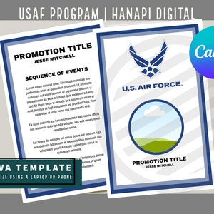 US Air Force Program | Promotion, Send Off, Deployment, Retirement | Instant Download | Customizable