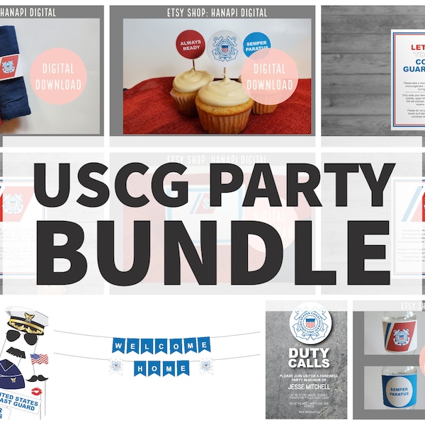 USCG Party Bundle | United States Coast Guard | Retirement, Enlistment, Promotion, Send Off, Boot Camp | Personalize | Customize