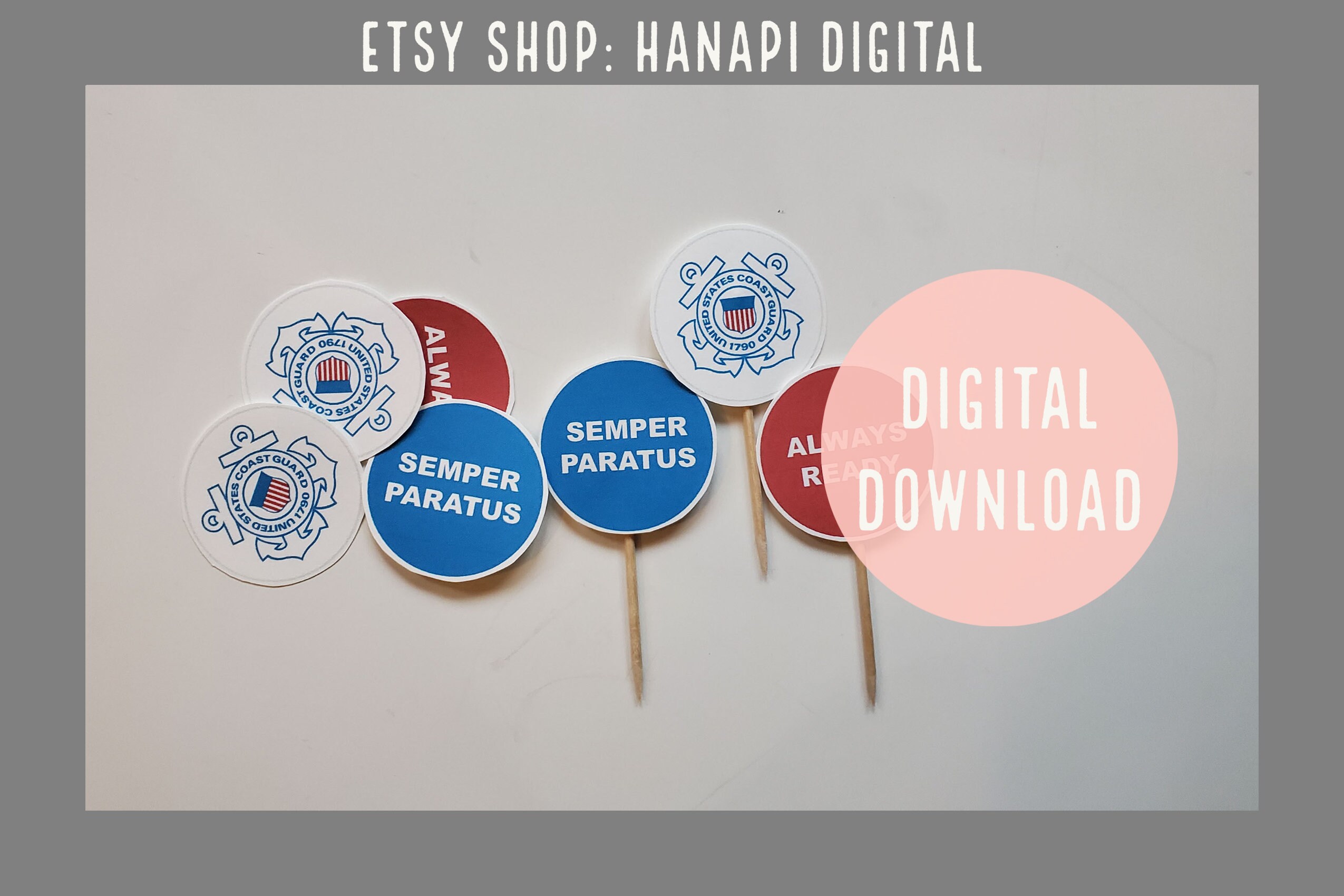 CUPCAKE TOPPERS United States Coast Guard Party Wedding Etsy