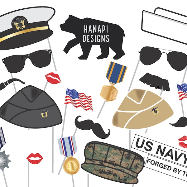 US Navy Photo Booth Props | 23 Items | DIGITAL DOWNLOAD