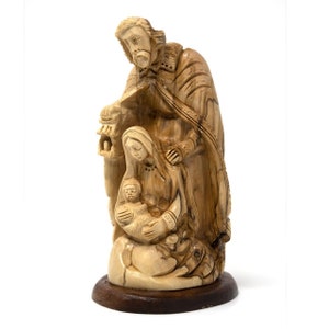 Holy Family modern two pieces, Group nativities, wood carving, 32 cm,  Colored, acquisto sculture in legno