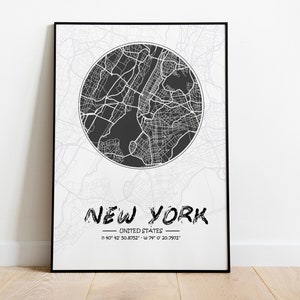Minimale stadsplattegronden Premium matpapieren poster, verhuizen Cadeaus voor idee Digitale prints verhuizen