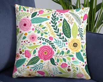 Flower Custom Basic Pillow, New Home Gifts Housse décorative d’oreillers en polyester d’extérieur