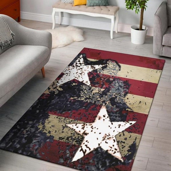 Stars Stripes American Flag Area Rug Floor Carpet Made To Etsy