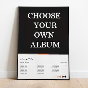 Choose Your Own Album Cover Premium Music Poster, Tracklist Wall Décor
