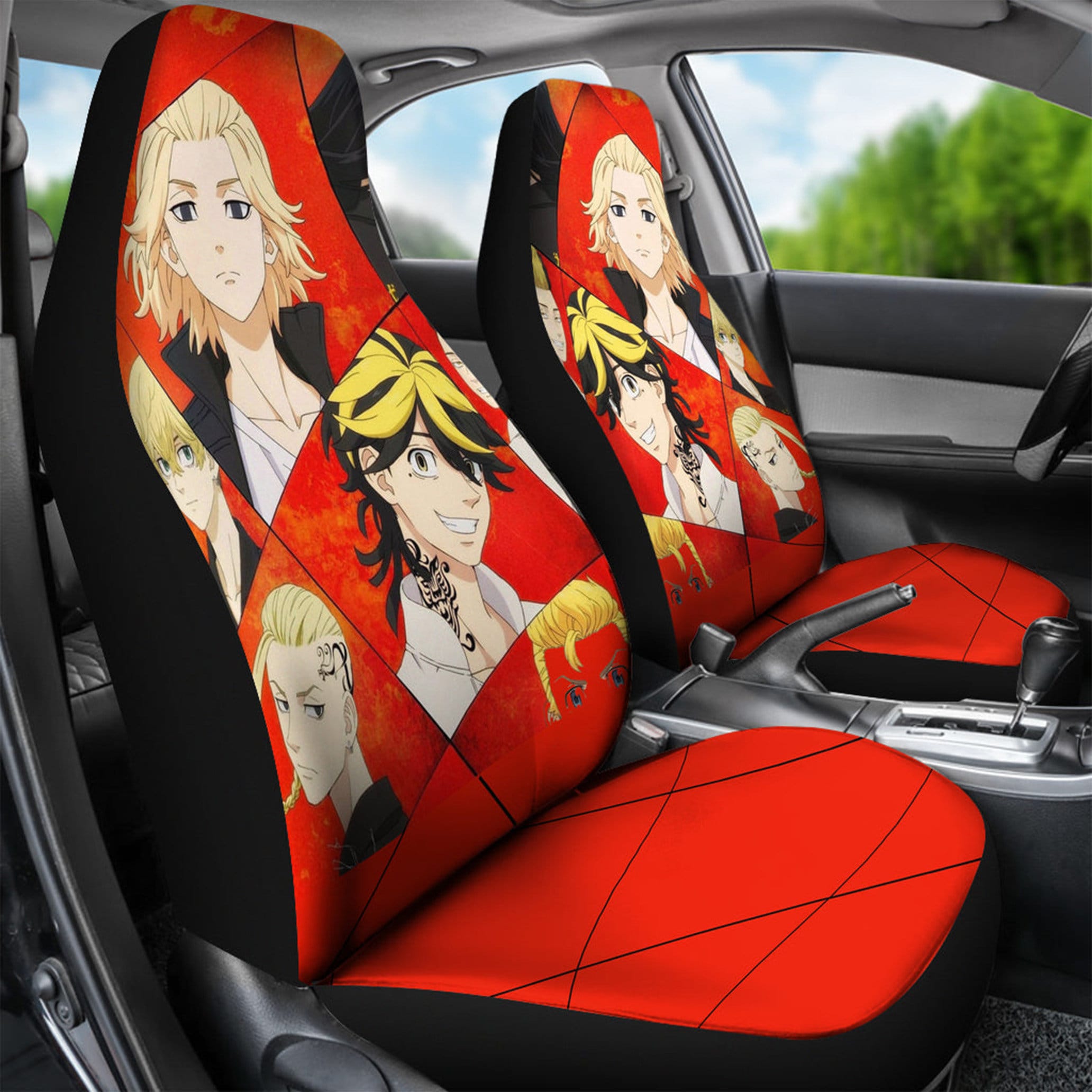 Buy Anime Car Seat Covers, Custom Made Cover Cute Car Accessories, New Car  Gifts for Her, Red Auto Seat Covers Online in India 