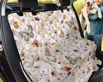 Tiny Bloom Watercolor Butterfly Pet Seat Cover Custom Made Cover Back Seat Cover Customizable back seat cover