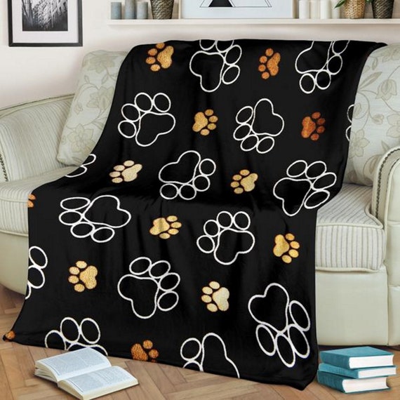 paw print fleece throw