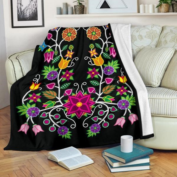 Floral Beadwork Quilted Blanket