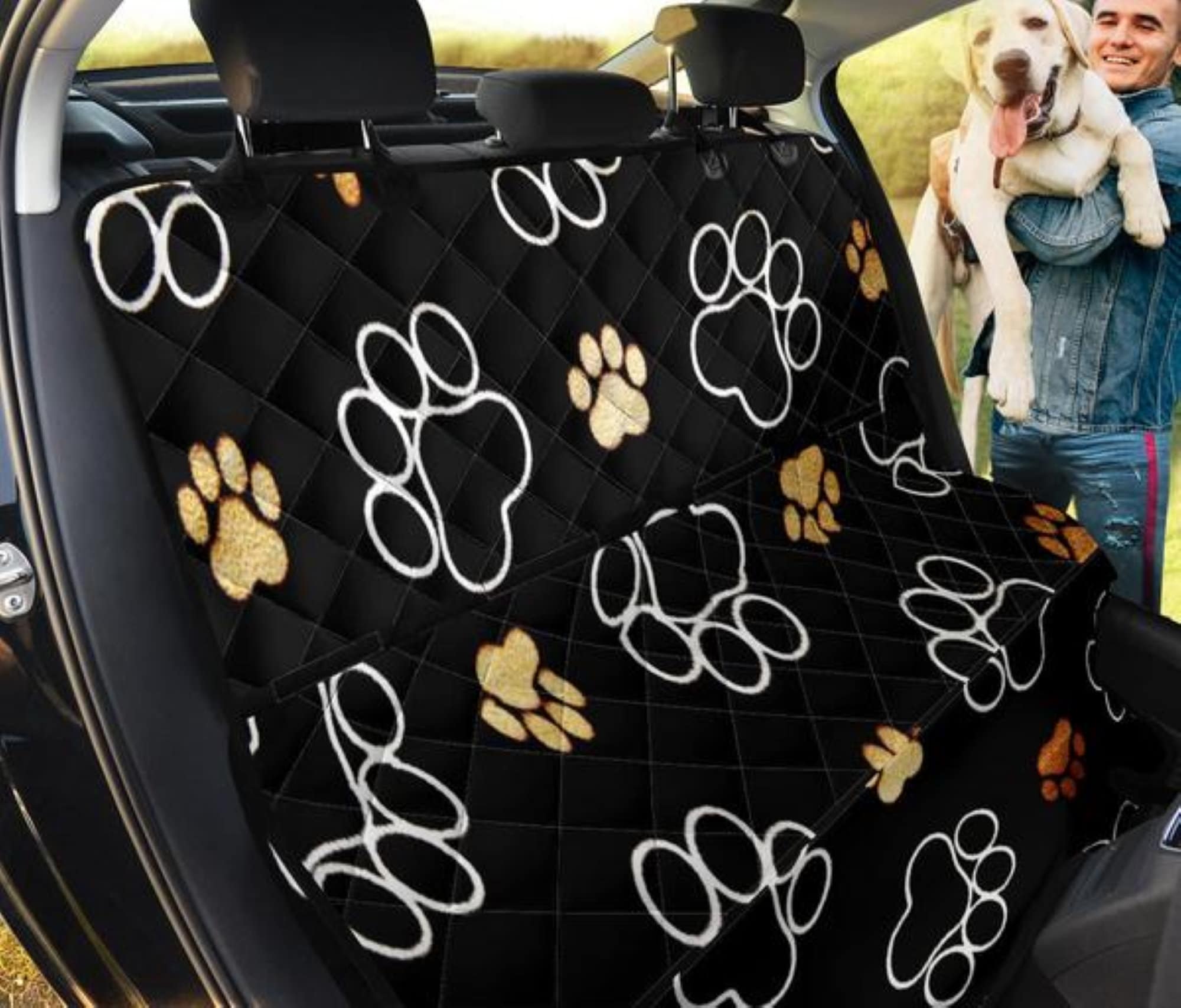 Colorful Doodle Paw Car Seat Covers