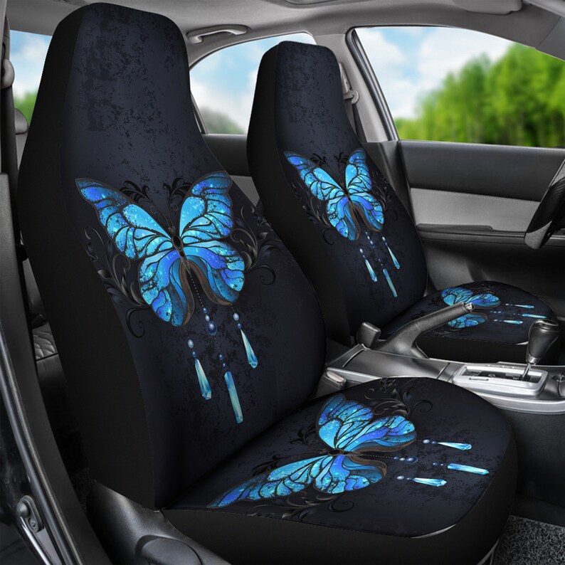 Blue Butterfly Floral Print Pet Car Seat Cover main image 1