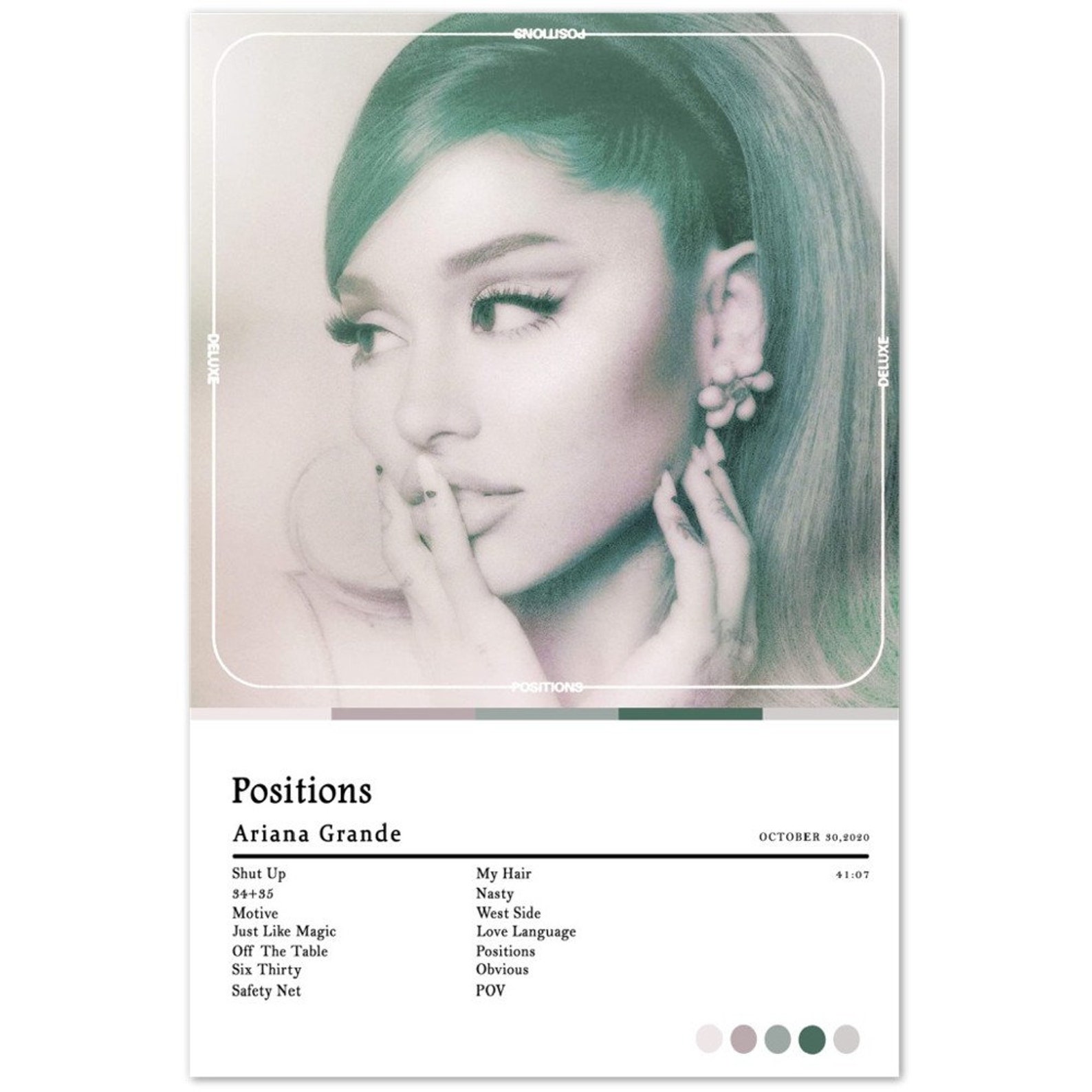 Ariana Grande Positions Tracklist Premium Poster Bedroom Wall | Etsy