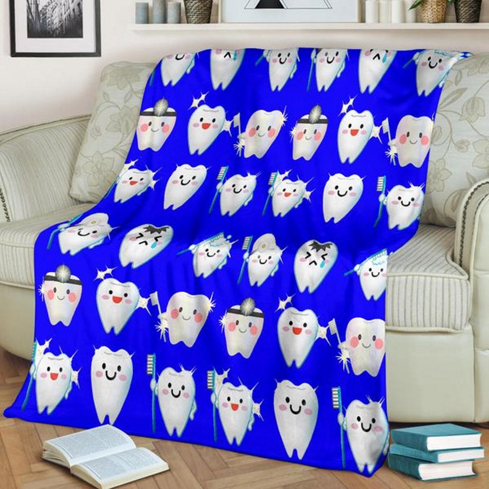 Cartoon Teeth, Dental Hygienist, Throws and Blankets, Housewarming Gift