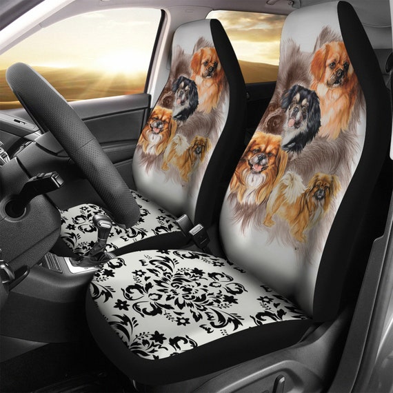 Pekingese Car Seat Covers Black (Set of 2) Pekingese Car Seat Covers Black (Set of 2)