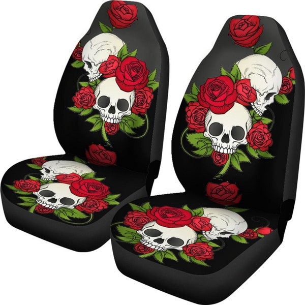 Skull and Rose Seat Cover Etsy