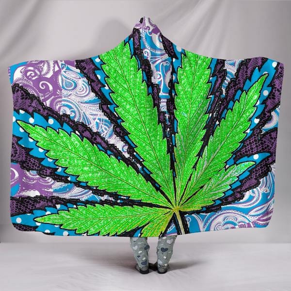 Marihuana Weed Leaf Paisley, deken met capuchon, spreien en dekens, housewarming cadeau, werpdeken, op bestelling gemaakt, aangepaste volgorde, gooi met capuchon