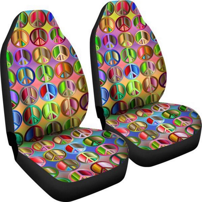 Hippie Retro Peace Symbol Vintage Boho Car Seat Covers Etsy