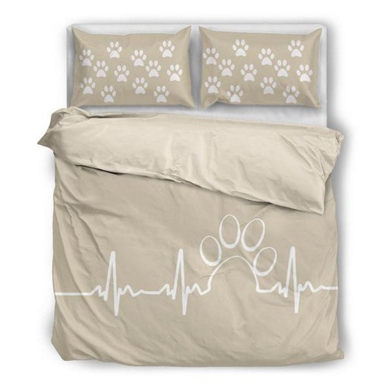 Paw Heartbeat Duvet Pillow Set Housewarming Gift Bed Cover Etsy