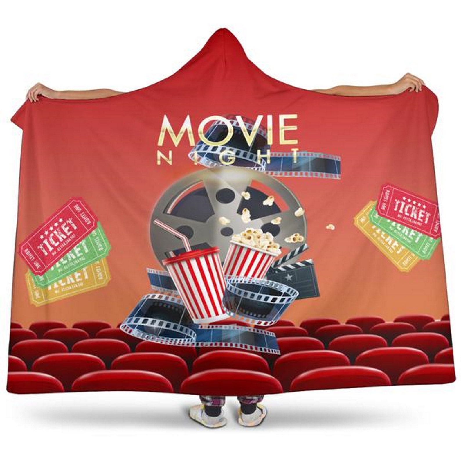 Movie Night Hooded Blanket Throws and Blankets Housewarming Etsy
