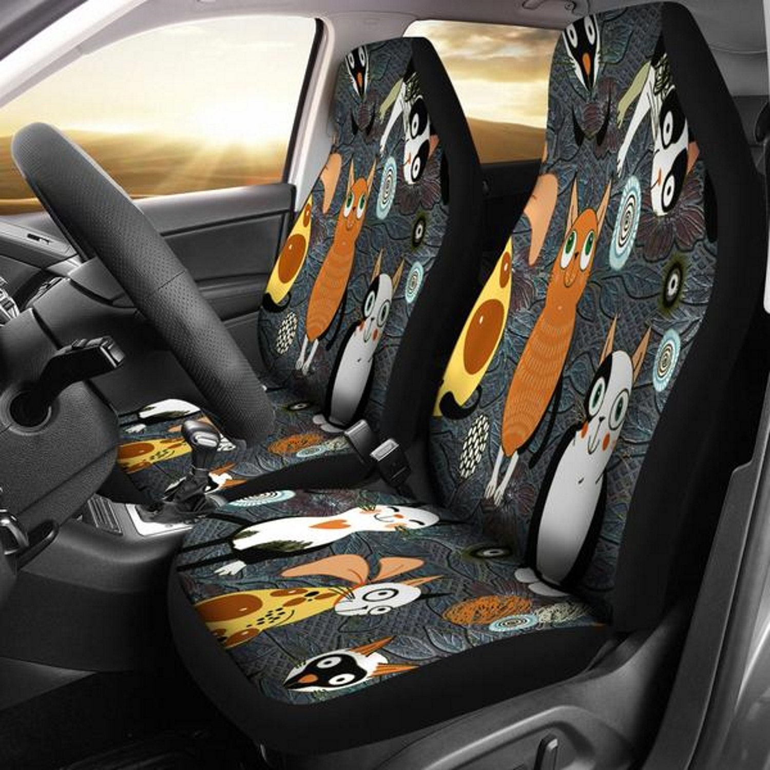 Funny Cat Crowd, Car Seat Covers, Car Accessories, Gift for Her, Custom Seat Covers, Custom Made Cover, Love Seat,Front Car Covers,Car Decor