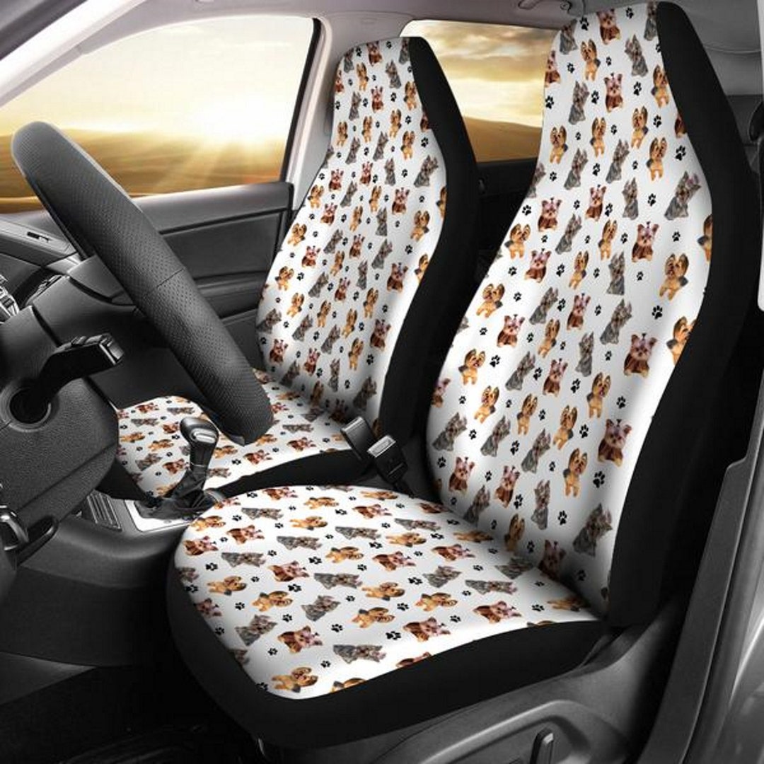 Puppy Yorkshire Terrier Dog Print Pattern Universal Fit Car Seat Cover