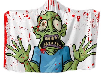 Zombie, The Walking Dead- Hooded Blanket, Throws and Blankets, Housewarming Gift, Throw Blanket, Wrap, Made to Order, Custom Order, Throw