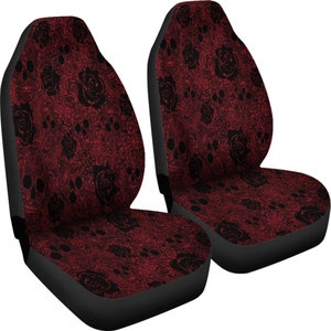 Black And White Rose Floral Skull Pet Car Seat Cover