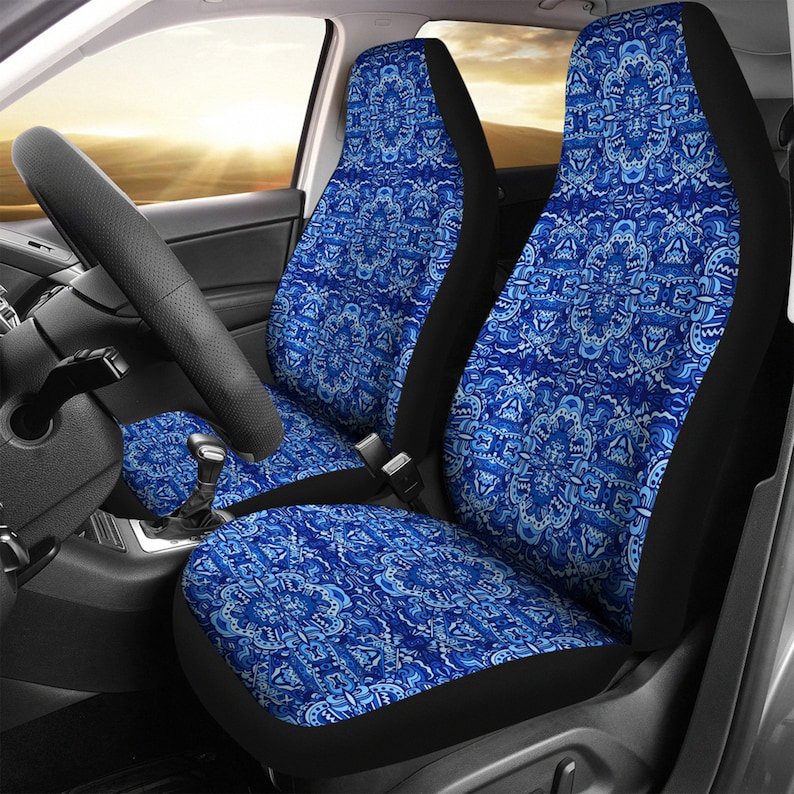 Blue Festive Car Seat Covers, Custom Made Cover New Car Gifts idea Cute Car Accessories