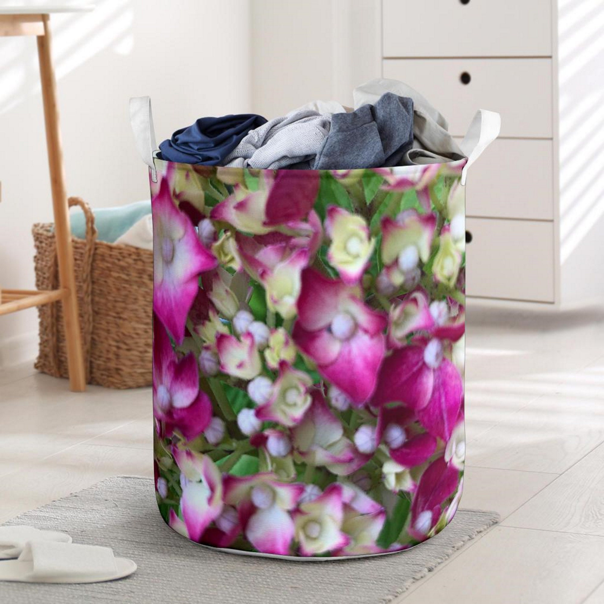 Buy Pink Flower Buds Laundry Basket 15.7 X 19 3 Personalized
