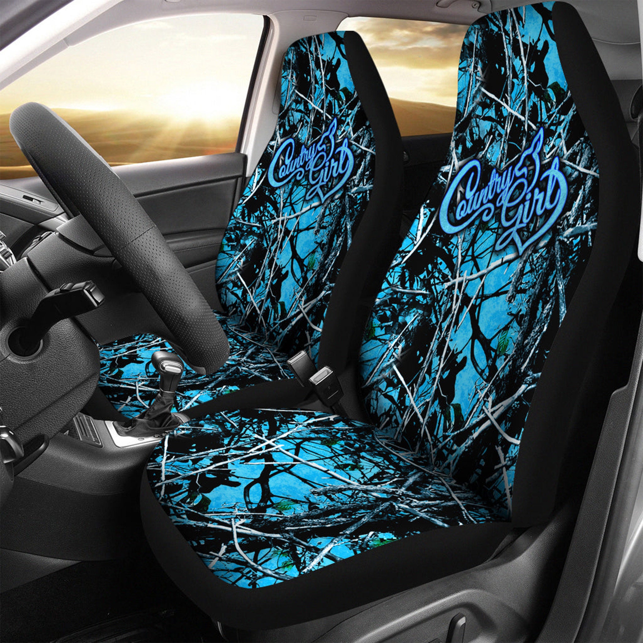 Country Girl Blue Camo Car Seat Covers