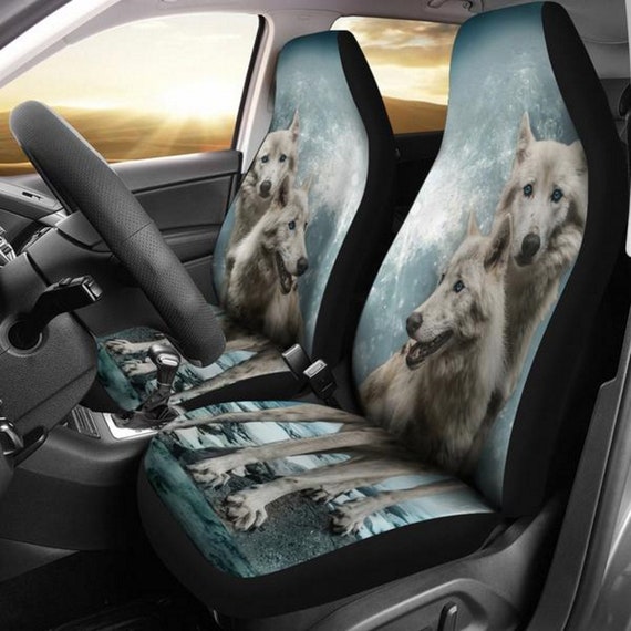 Snow Wolf Wolves Paw Prints Art Car Seat Covers - Car Seat Covers Wolf Design Snow Wolf Wolves Paw Prints Art Car Seat Covers - Car Seat Covers Wolf Design