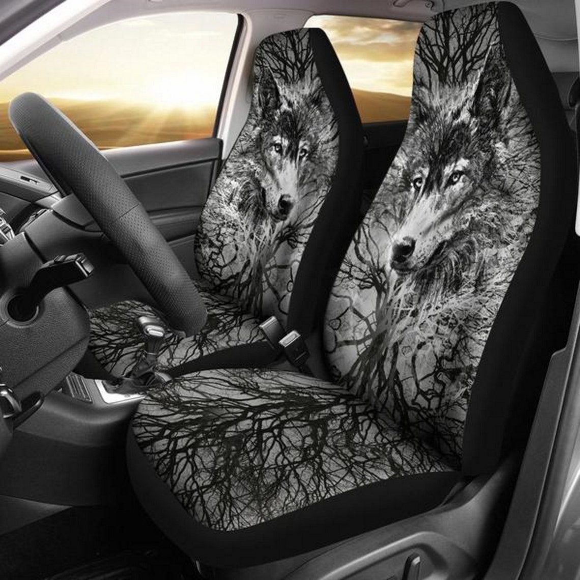 Wolf Howling Universal Fit Car Seat Cover