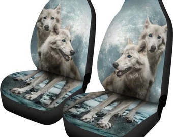 Snow Wolf, Wölfe, Pfotenabdrücke, Wolf, Wolf Kunst-Autositzbezüge, Autozubehör, Geschenk für Sie, Autositzbezüge nach Maß