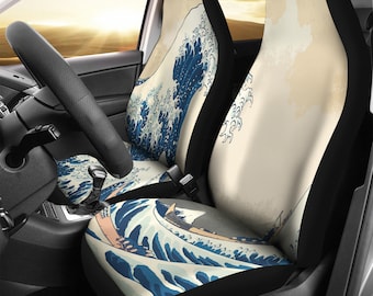 The Great Wave off Kanagawa Car Seat Covers, Custom Made Cover Car Lover Gifts ideas