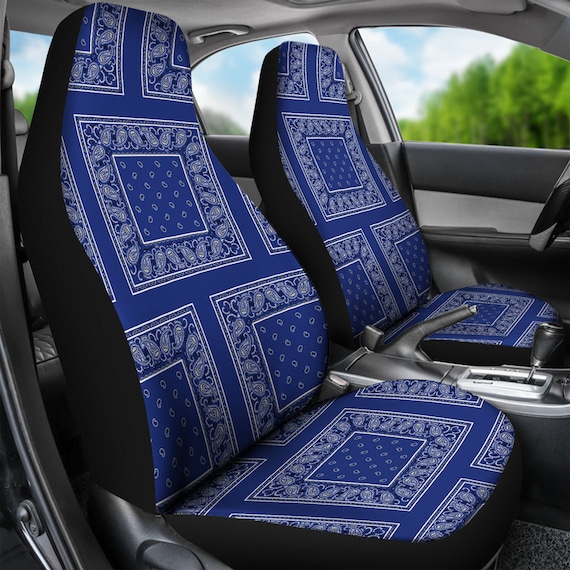 Royal Blue Bandana Car Seat Covers, Cute Car Accessories New Car