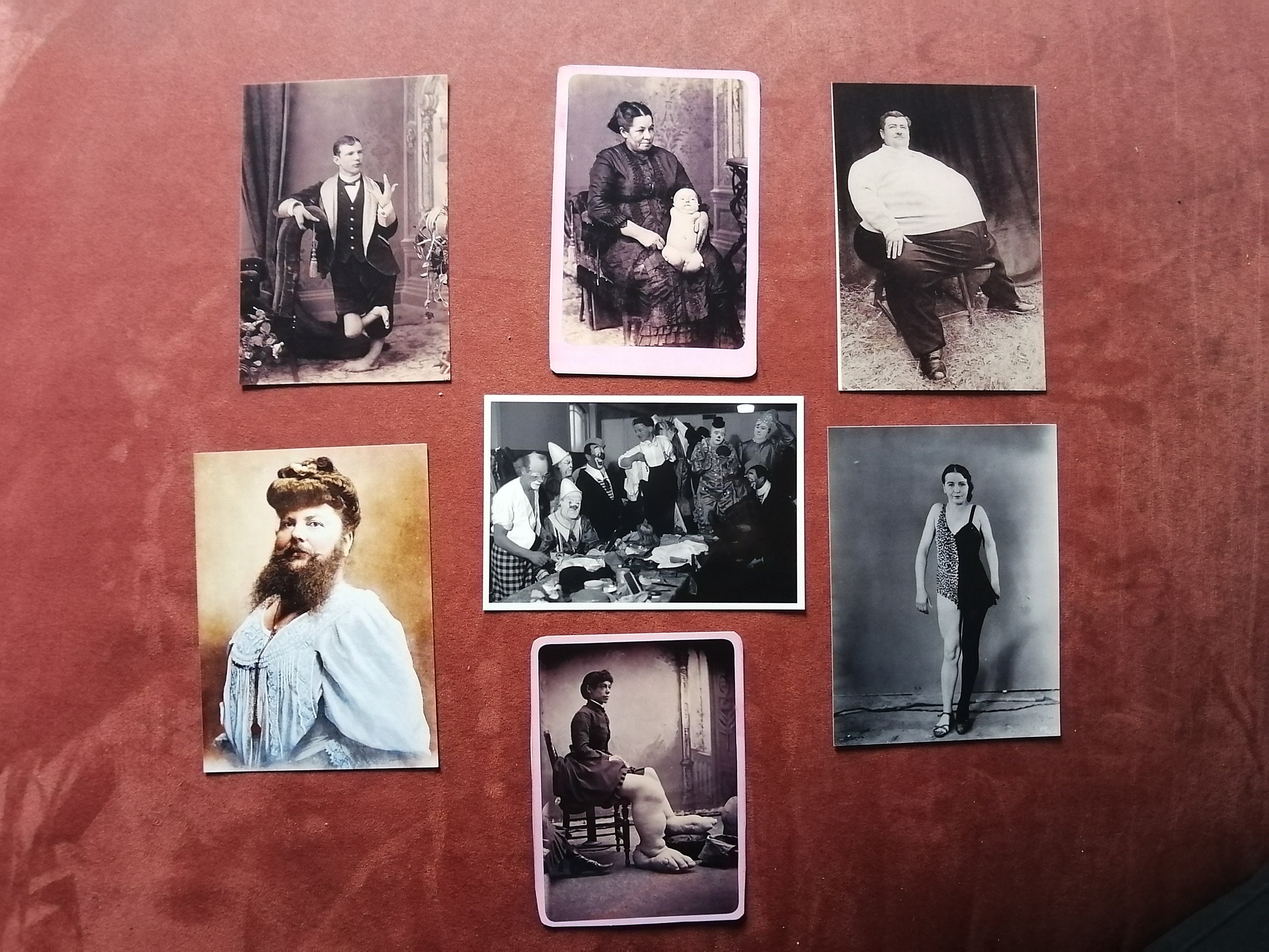 Lot de 7 Reproductions Photos Human Oddities, Freakshow, Pictures, Replica, Cirque, Circle, Oddities