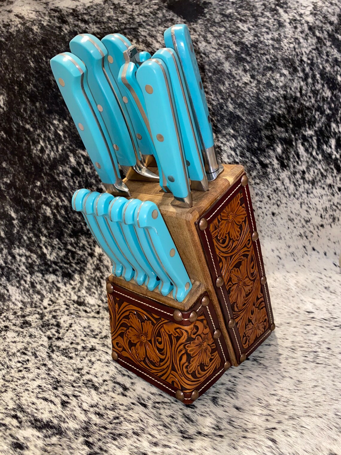 Custom Hand Tooled Knife Block Etsy