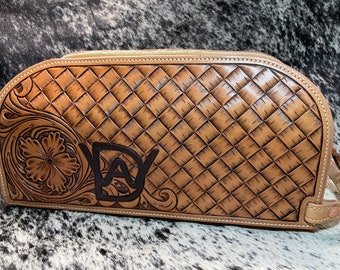 Hand Tooled Leather Shave Bag