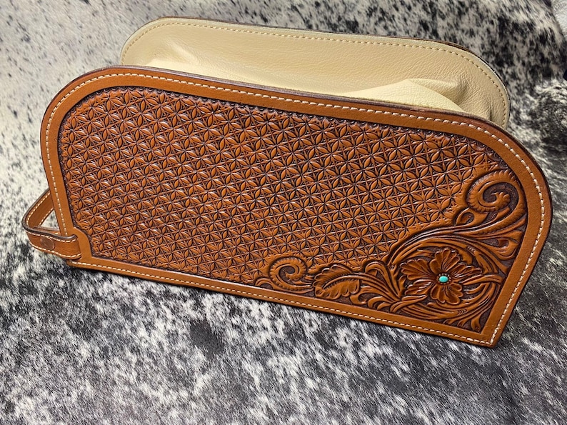 Hand Tooled Leather Shave Bag Etsy