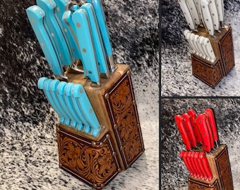 Hand Tooled Knife Block