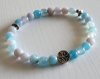 Tree of life bracelet, made of natural Agate stone beads