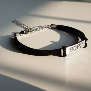 Hope bracelet in suede----friendship gift-lucky charm-lucky gift-love gift-boho