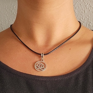Adjustable Black Lotus Flower Pendant Necklace