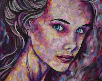 Glimmer |  Colorful Feminine Decor | Emotional Art | Female Portrait Art Print | Strong Woman Painting | Feminist Wall Art |