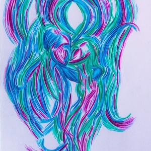 Connection | Relationship Wall Art | Kissing Embrace | Colorful Love Decor | Engagement Gift | Soulmates Art Print |