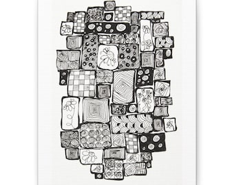 Abstract Black White Canvas Art Print | Modern Minimalist Wall Decor for Living Room Office