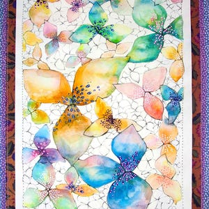 Original Abstract Floral Watercolor Painting: Contemporary Wall Art