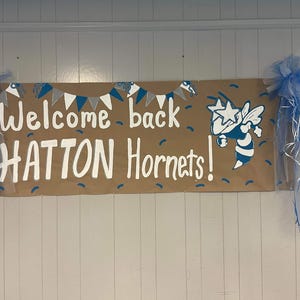 Mascott school banner School Banners, Hand Painted Banners, class Banners.